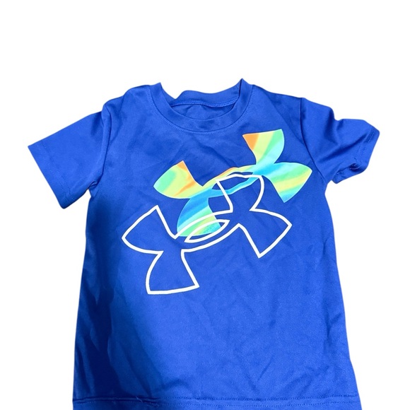 Under Armour Kids Blue Tee with Colorful Logo - Picture 1 of 1